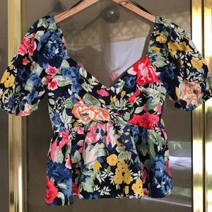 Zara floral peplum top